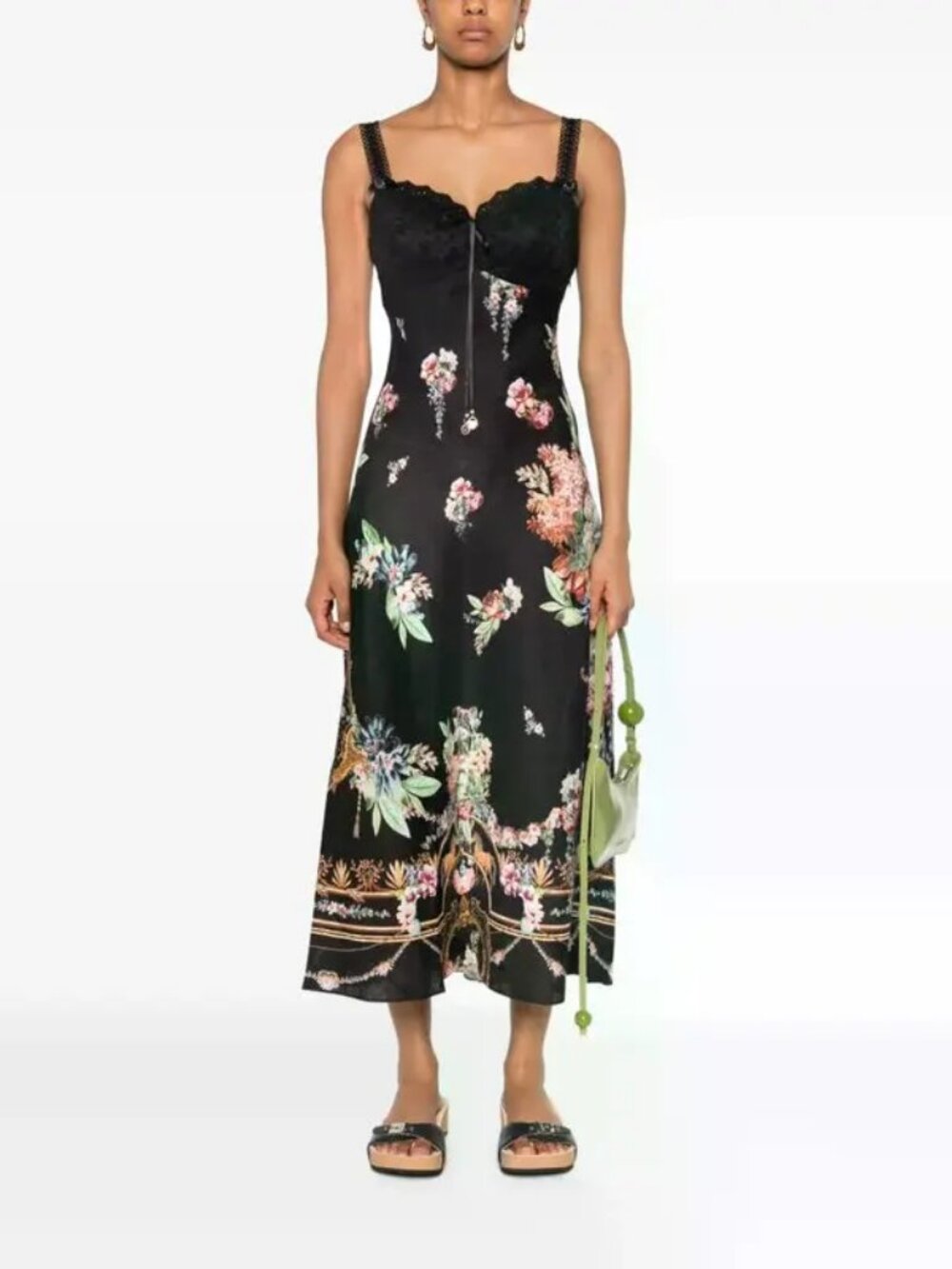 Camilla Embroidered Bodice Bias Dress in Noble Endeavors XS